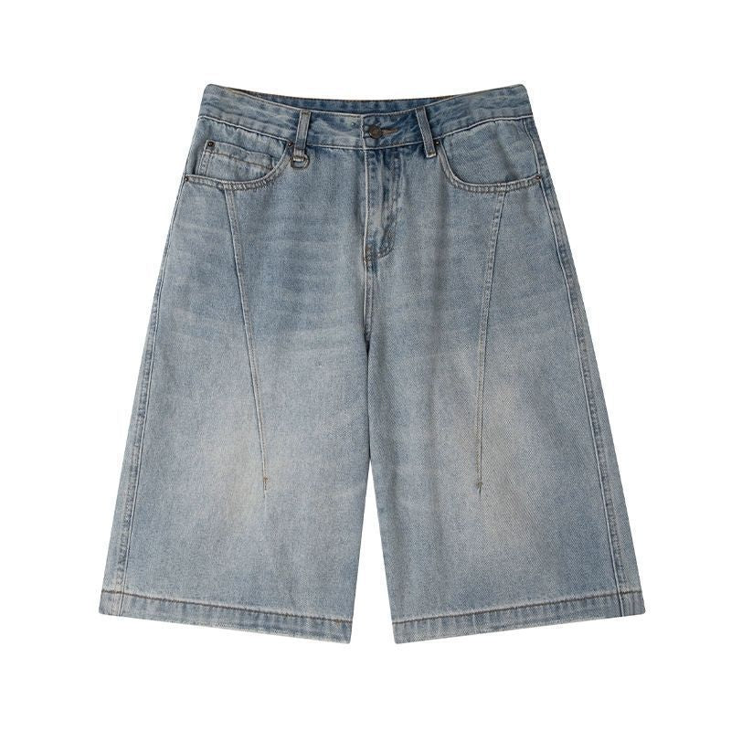 Retro Washed Denim Shorts for Men