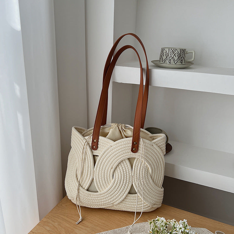 Hand-Woven Hollow Ring Shoulder Bag
