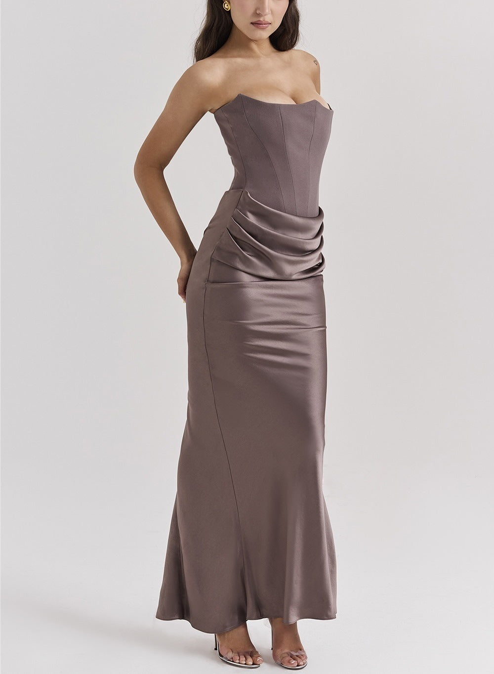Sexy One Shoulder Pleated Bodysuit Dress