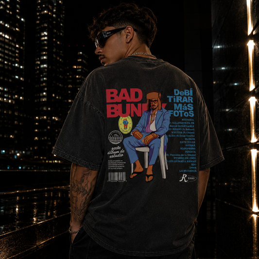 Washed Vintage Rapper Bad Bunny T-shirt Debi Tirar Mas Fotos DTMF Album