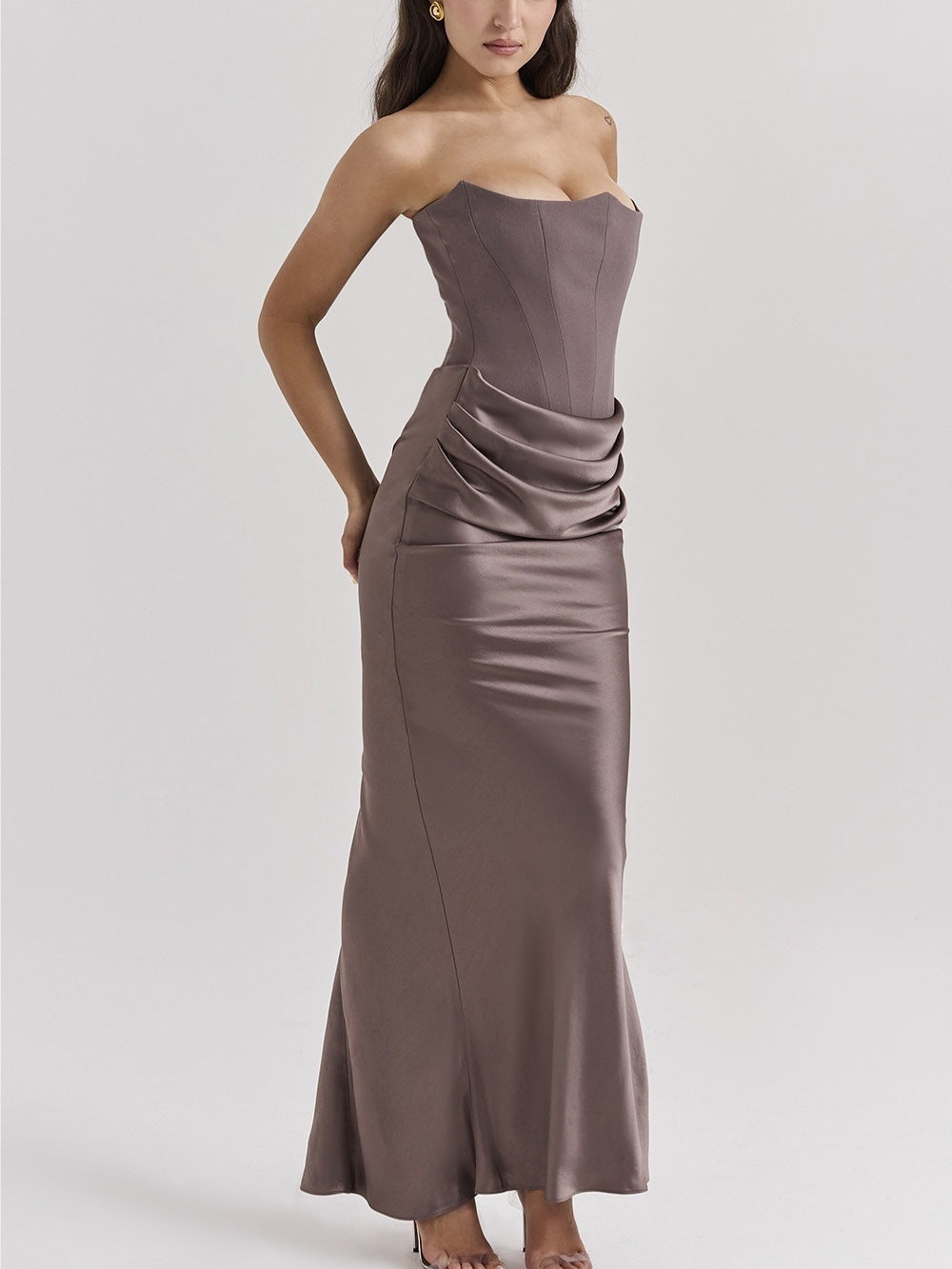 Sexy One Shoulder Pleated Bodysuit Dress